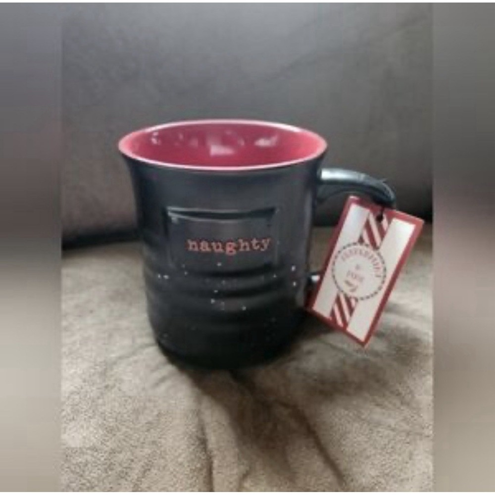 Peppermint And Pine Black "Naughty" Mug - Picture 2 of 9